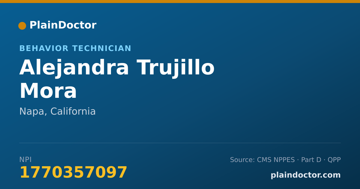 Shareable card for Alejandra Trujillo Mora - Behavior Technician, Napa, CA