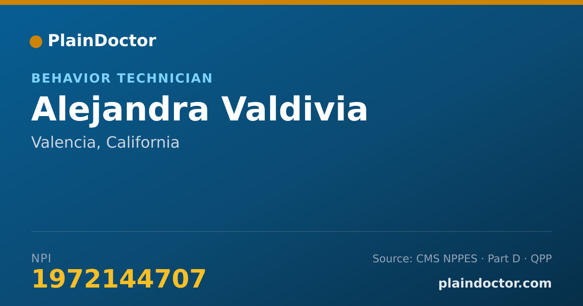 Shareable card for Alejandra Valdivia - Behavior Technician, Valencia, CA