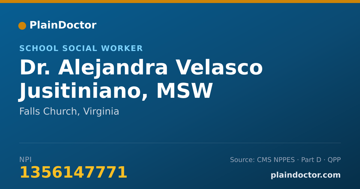 Shareable card for Alejandra Velasco Jusitiniano, MSW - School Social Worker, Falls Church, VA