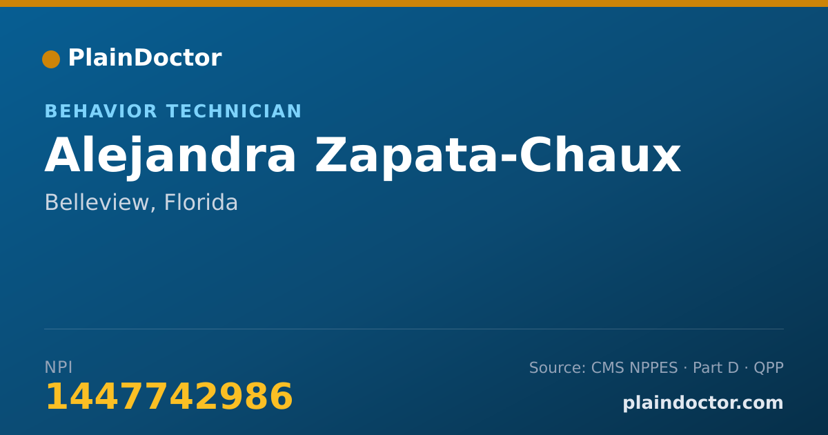 Shareable card for Alejandra Zapata-Chaux - Behavior Technician, Belleview, FL