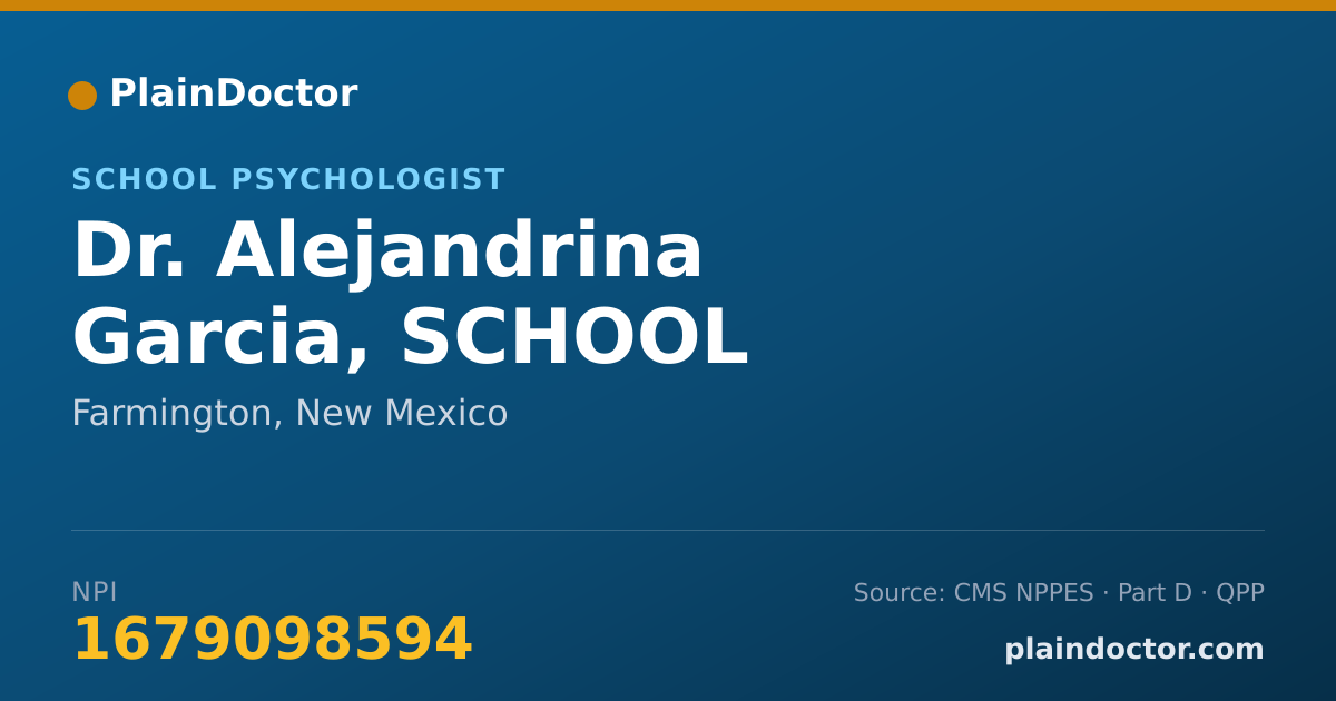 Shareable card for Alejandrina Garcia, SCHOOL PSYCHOLOGIST - School Psychologist, Farmington, NM