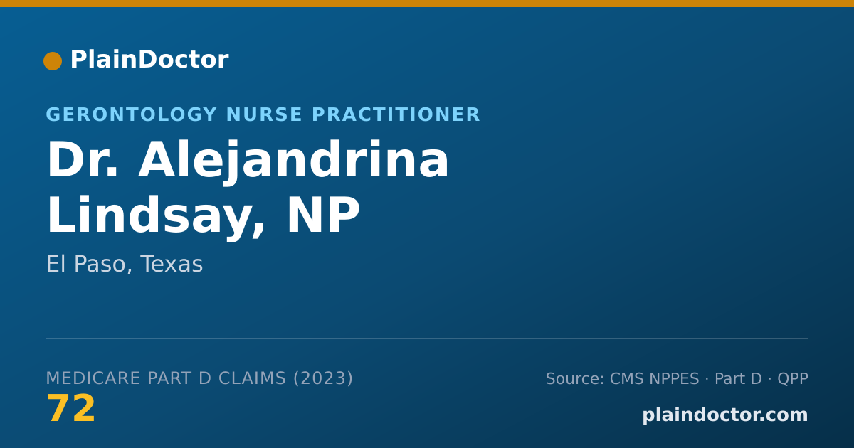 Shareable card for Alejandrina Lindsay, NP - Gerontology Nurse Practitioner, El Paso, TX