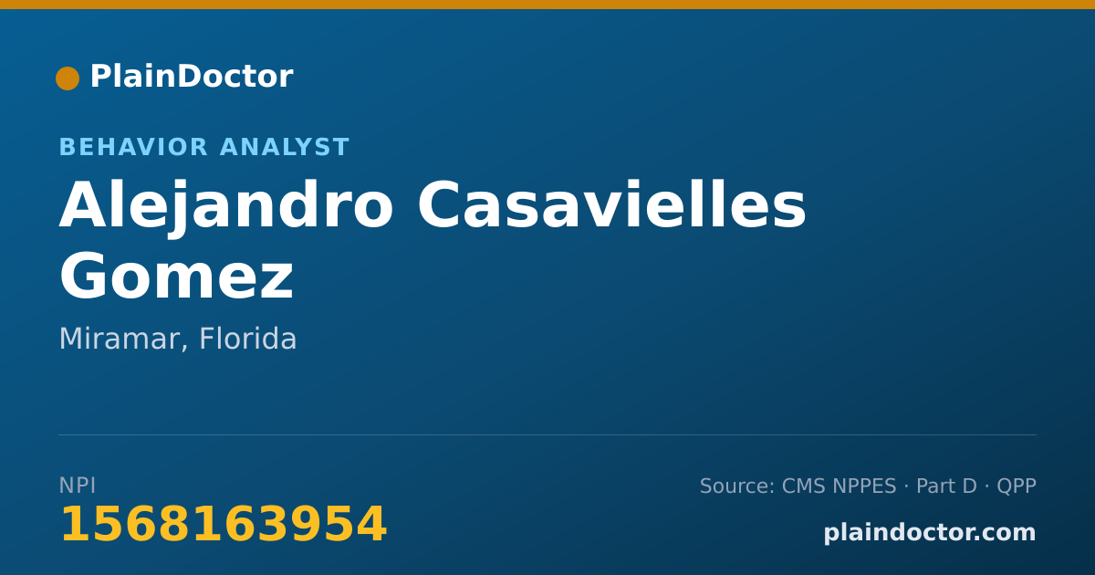 Shareable card for Alejandro Casavielles Gomez - Behavior Analyst, Miramar, FL