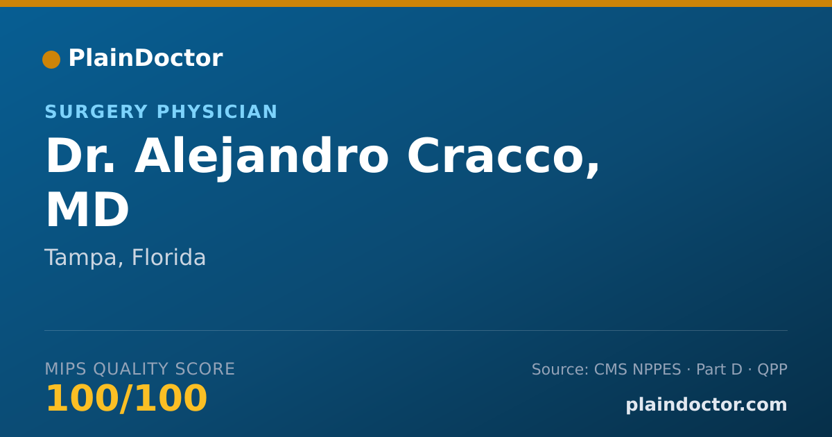 Shareable card for Alejandro Cracco, MD - Surgery Physician, Tampa, FL