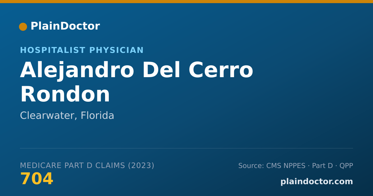 Shareable card for Alejandro Del Cerro Rondon - Hospitalist Physician, Clearwater, FL