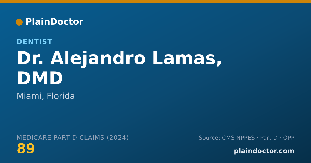 Shareable card for Alejandro Lamas, DMD - General Practice Dentistry, Miami, FL