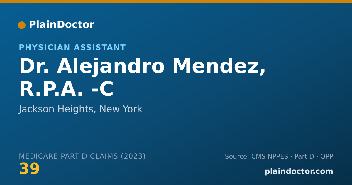 Shareable card for Alejandro Mendez, R.P.A. -C - Physician Assistant, Jackson Heights, NY