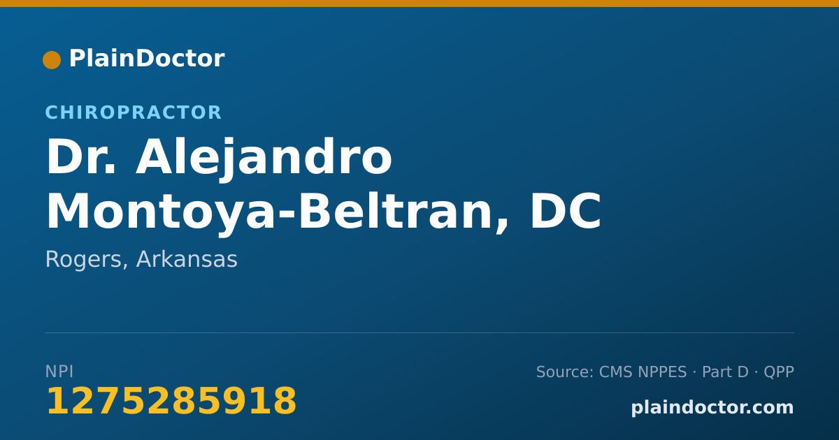 Shareable card for Alejandro Montoya-Beltran, DC - Chiropractor, Rogers, AR
