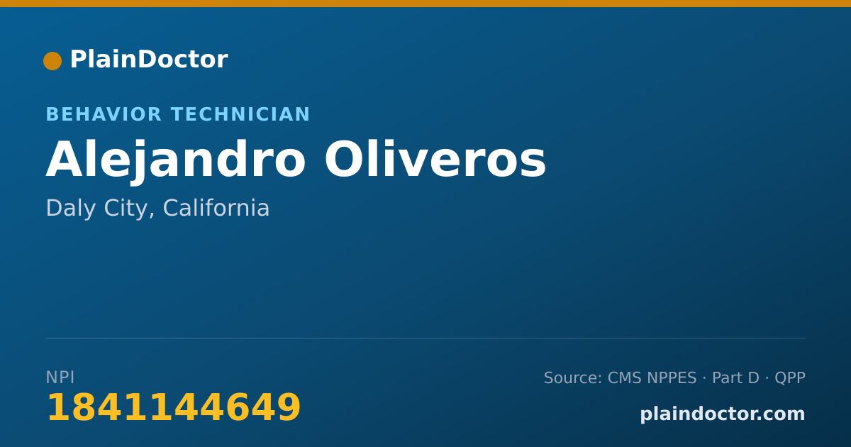 Shareable card for Alejandro Oliveros - Behavior Technician, Daly City, CA