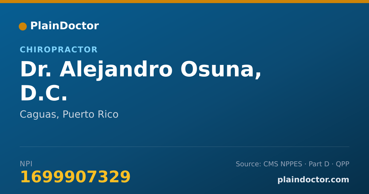 Shareable card for Alejandro Osuna, D.C. - Chiropractor, Caguas, PR