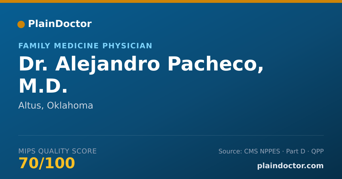 Shareable card for Alejandro Pacheco, M.D. - Family Medicine Physician, Altus, OK