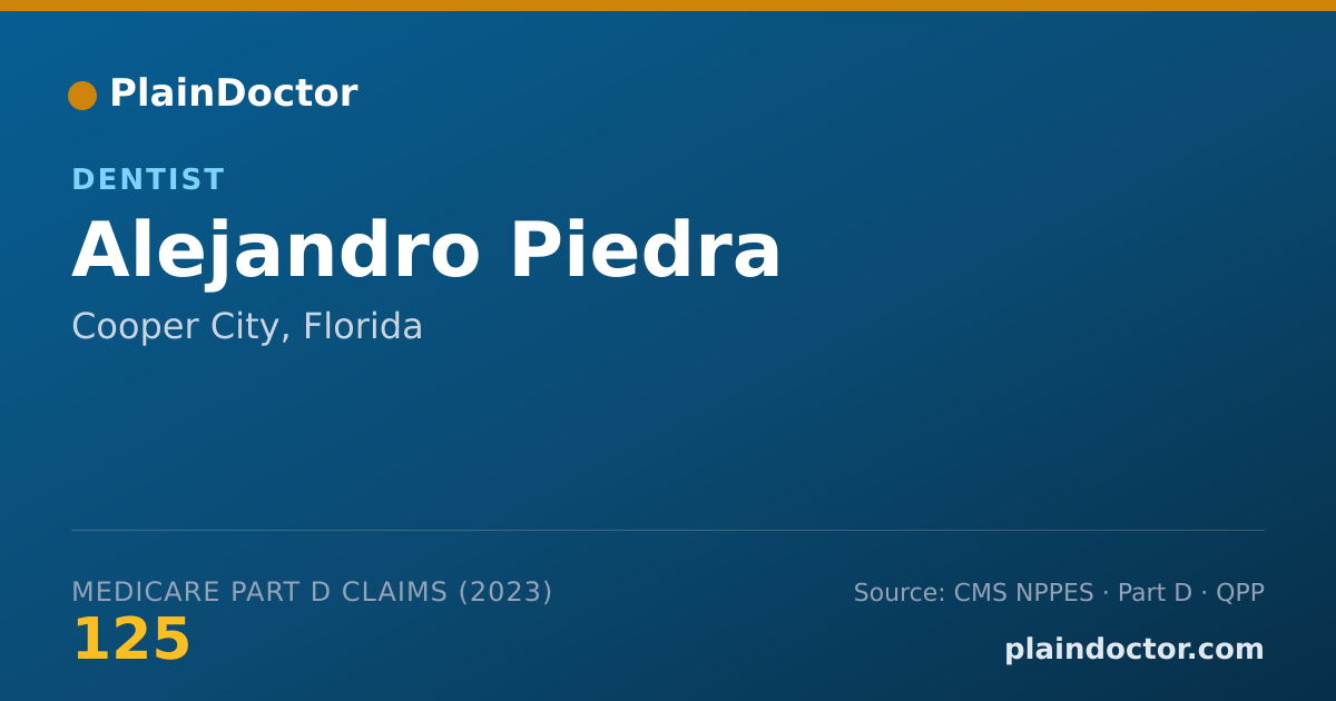 Shareable card for Alejandro Piedra - Dentist, Cooper City, FL