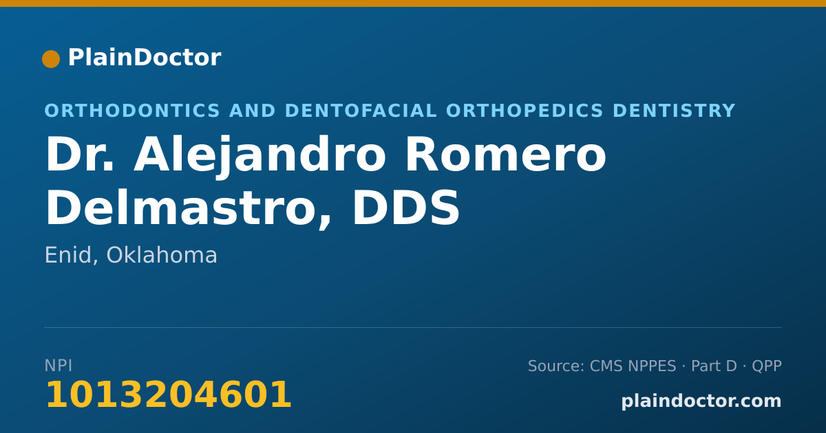 Shareable card for Alejandro Romero Delmastro, DDS - Orthodontics and Dentofacial Orthopedics Dentistry, Enid, OK