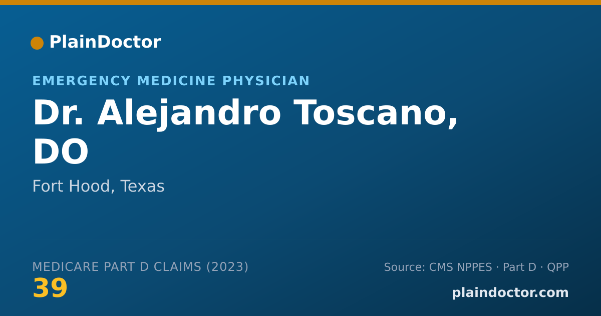 Shareable card for Alejandro Toscano, DO - Emergency Medicine Physician, Fort Hood, TX
