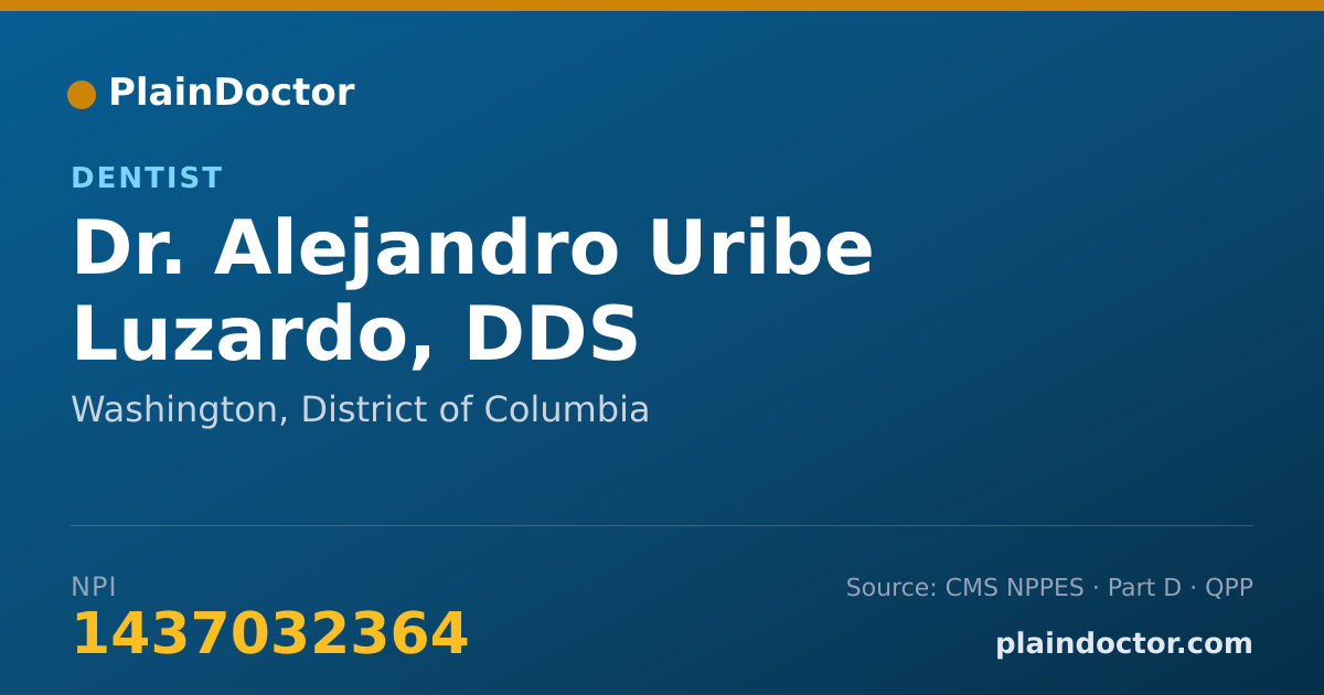Shareable card for Alejandro Uribe Luzardo, DDS - Dentist, Washington, DC