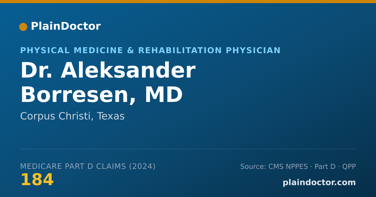 Shareable card for Aleksander Borresen, MD - Physical Medicine & Rehabilitation Physician, Corpus Christi, TX