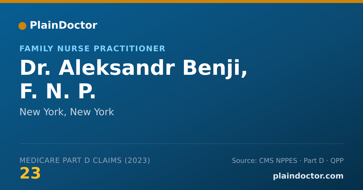 Shareable card for Aleksandr Benji, F. N. P. - Family Nurse Practitioner, New York, NY