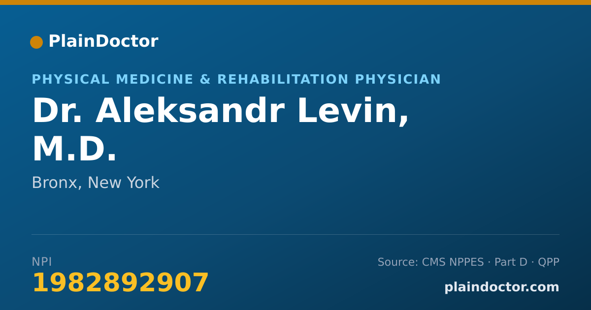Shareable card for Aleksandr Levin, M.D. - Physical Medicine & Rehabilitation Physician, Bronx, NY
