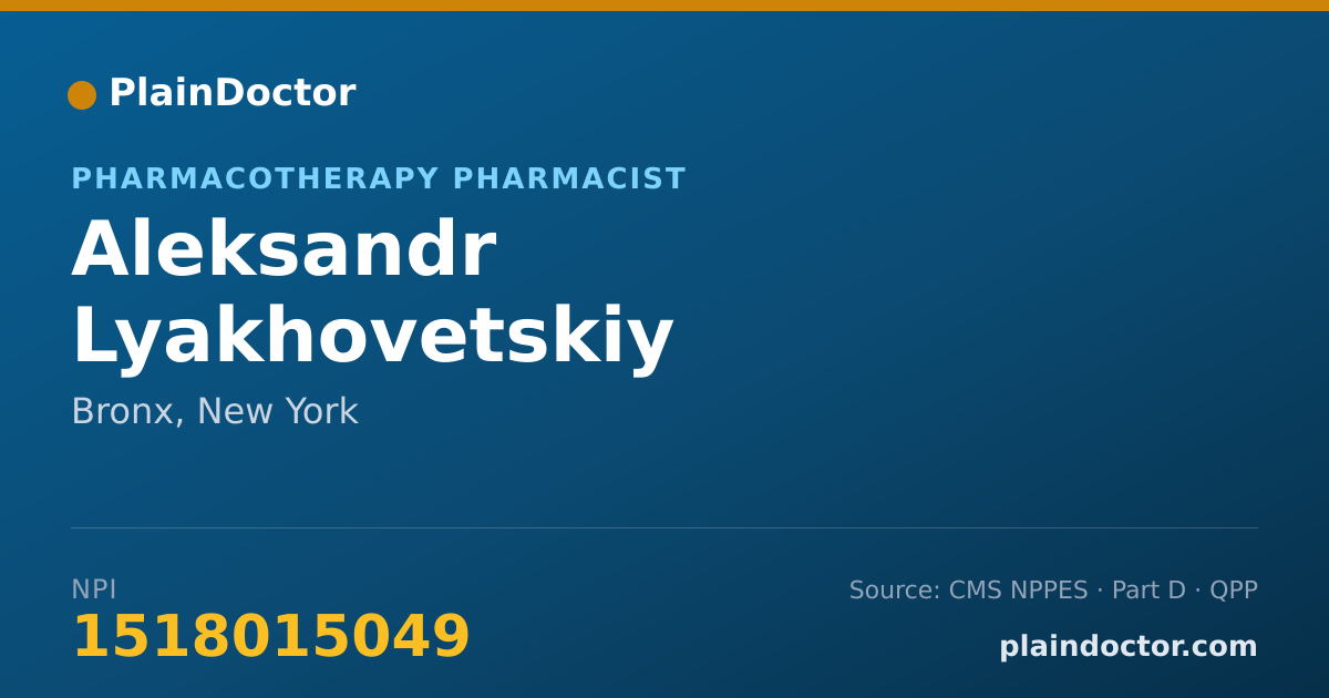 Shareable card for Aleksandr Lyakhovetskiy - Pharmacotherapy Pharmacist, Bronx, NY