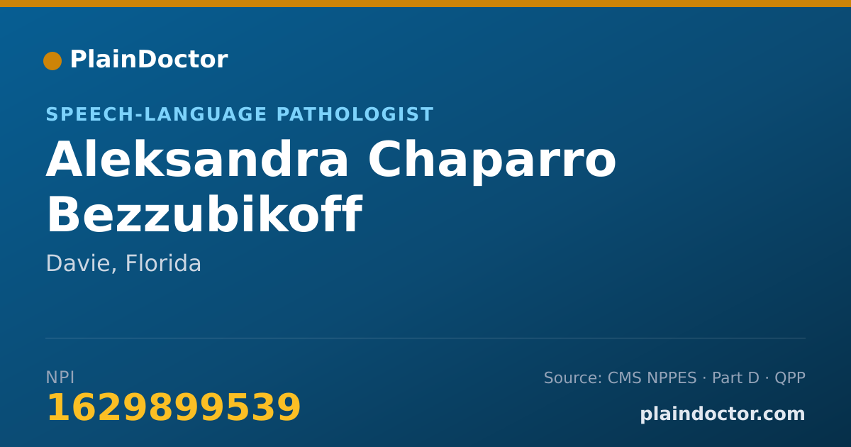 Shareable card for Aleksandra Chaparro Bezzubikoff - Speech-Language Pathologist, Davie, FL