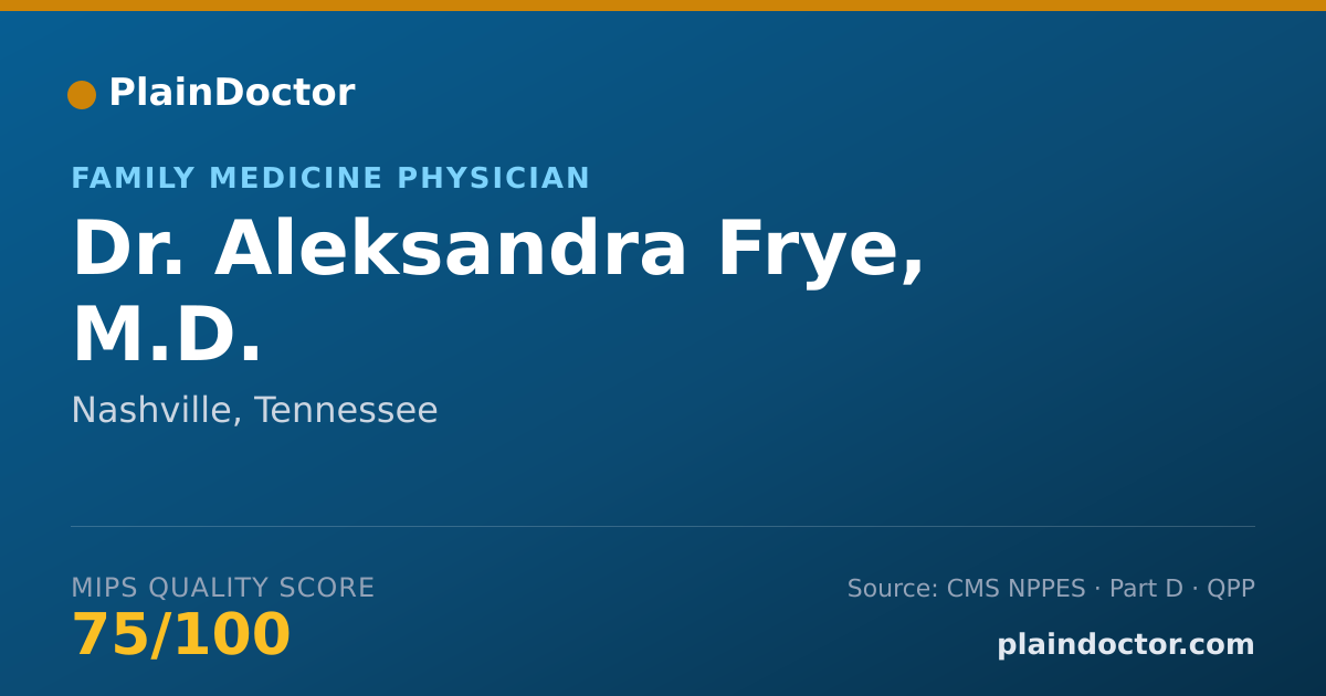 Shareable card for Aleksandra Frye, M.D. - Family Medicine Physician, Nashville, TN