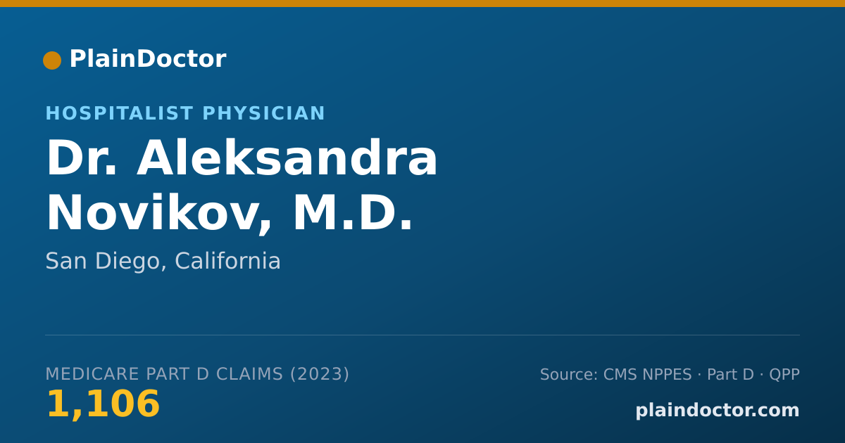 Shareable card for Aleksandra Novikov, M.D. - Hospitalist Physician, San Diego, CA
