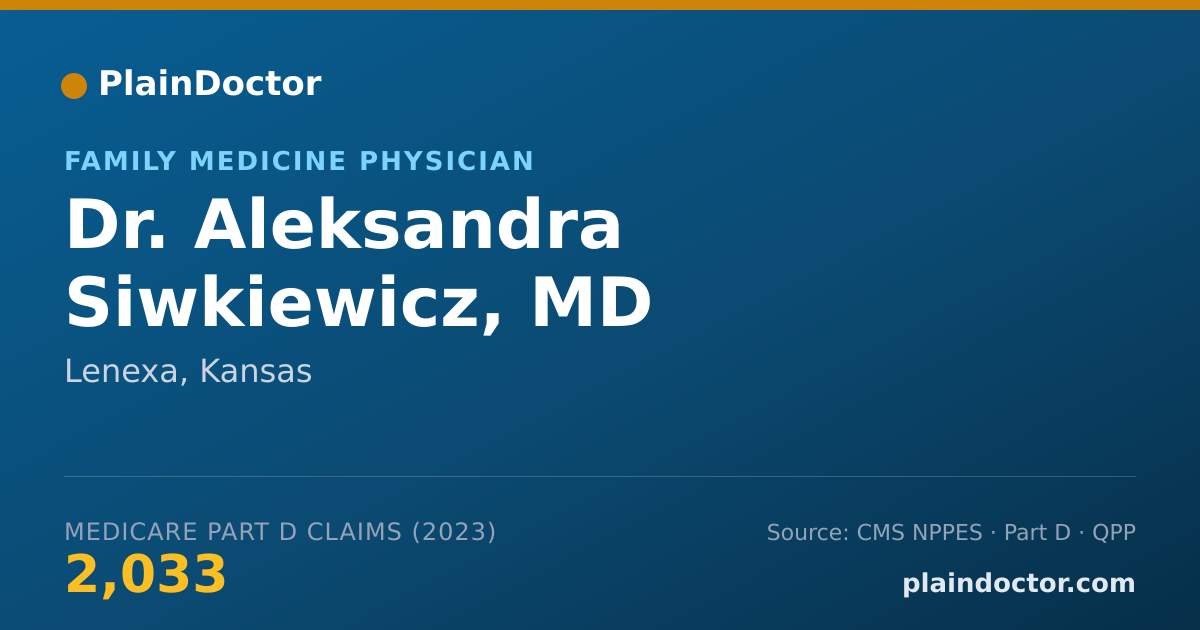 Shareable card for Aleksandra Siwkiewicz, MD - Family Medicine Physician, Lenexa, KS