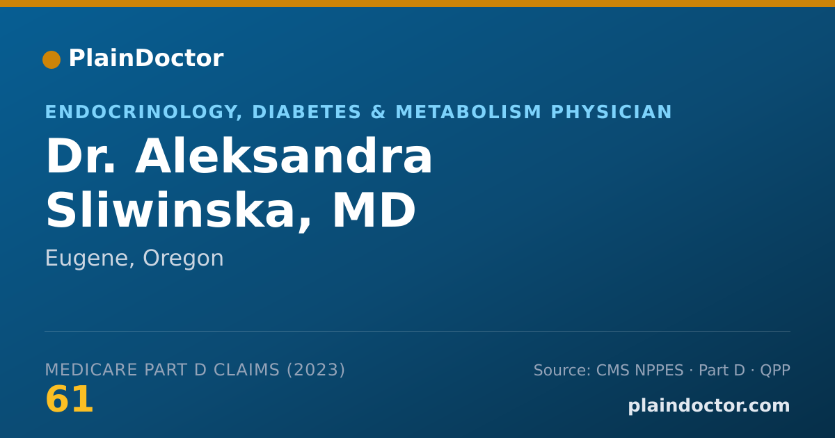 Shareable card for Aleksandra Sliwinska, MD - Endocrinology, Diabetes & Metabolism Physician, Eugene, OR