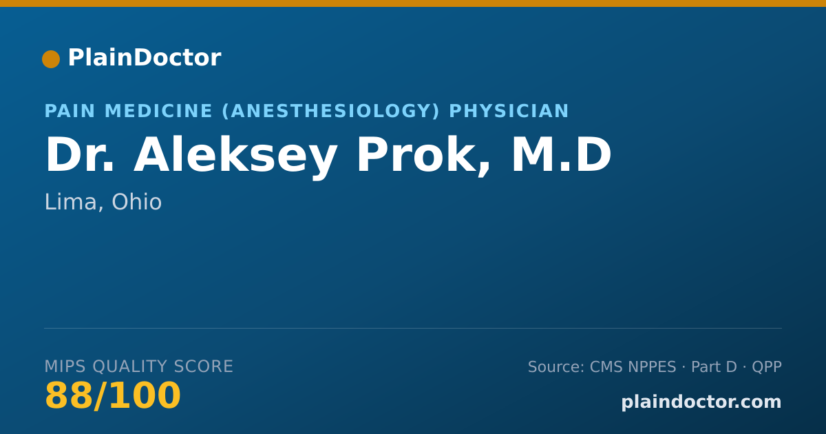 Shareable card for Aleksey Prok, M.D - Pain Medicine (Anesthesiology) Physician, Lima, OH