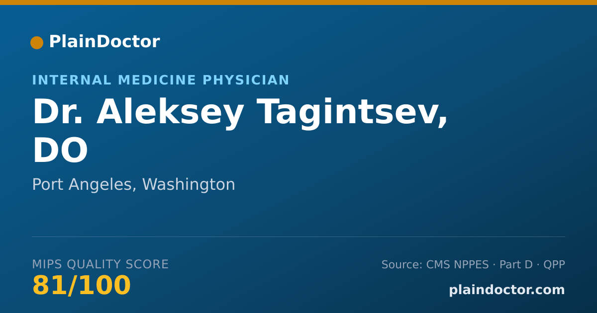 Shareable card for Aleksey Tagintsev, DO - Internal Medicine Physician, Port Angeles, WA