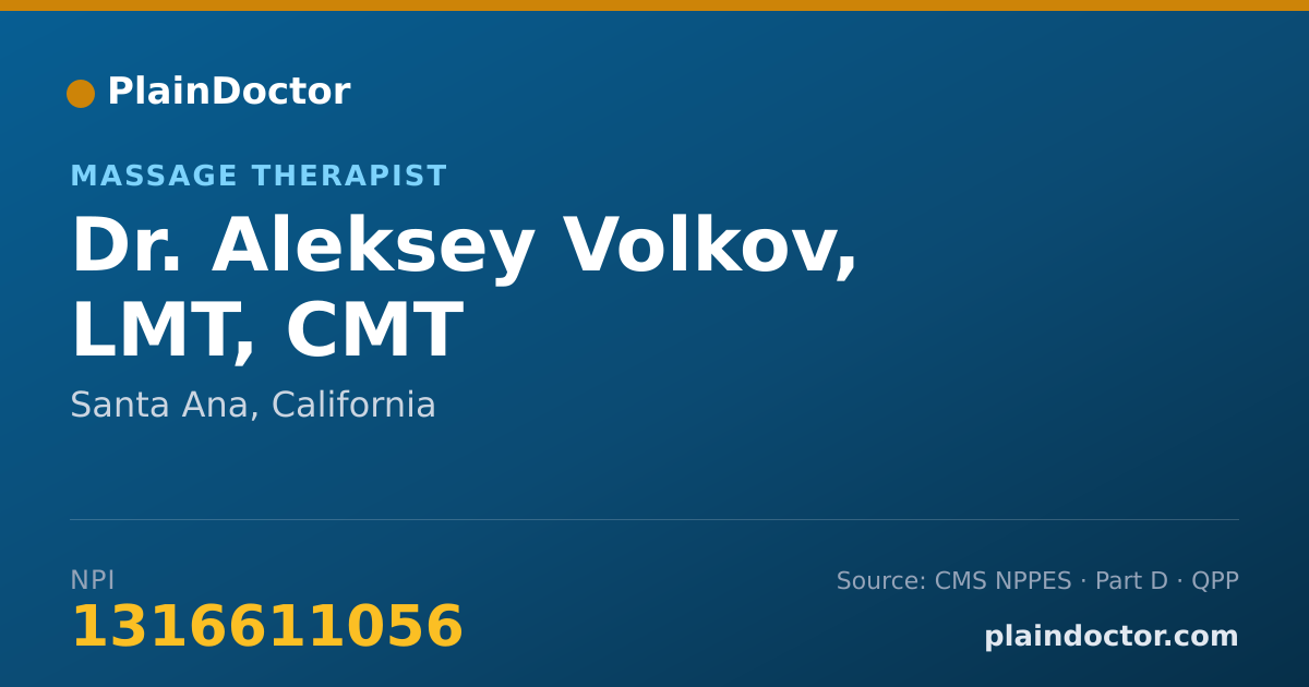 Shareable card for Aleksey Volkov, LMT, CMT - Massage Therapist, Santa Ana, CA