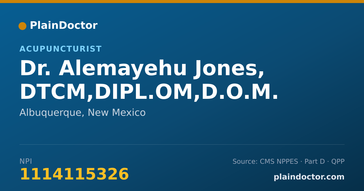 Shareable card for Alemayehu Jones, DTCM,DIPL.OM,D.O.M. - Acupuncturist, Albuquerque, NM
