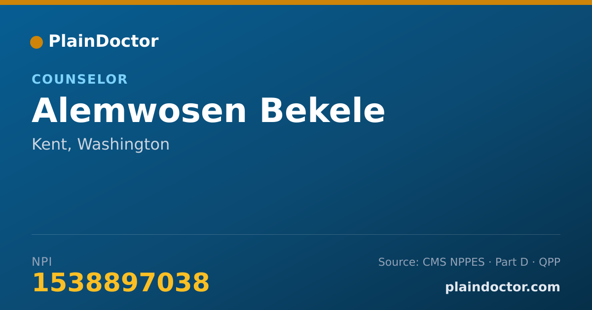 Shareable card for Alemwosen Bekele - Counselor, Kent, WA