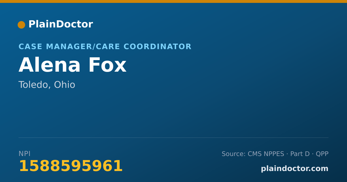 Shareable card for Alena Fox - Case Manager/Care Coordinator, Toledo, OH