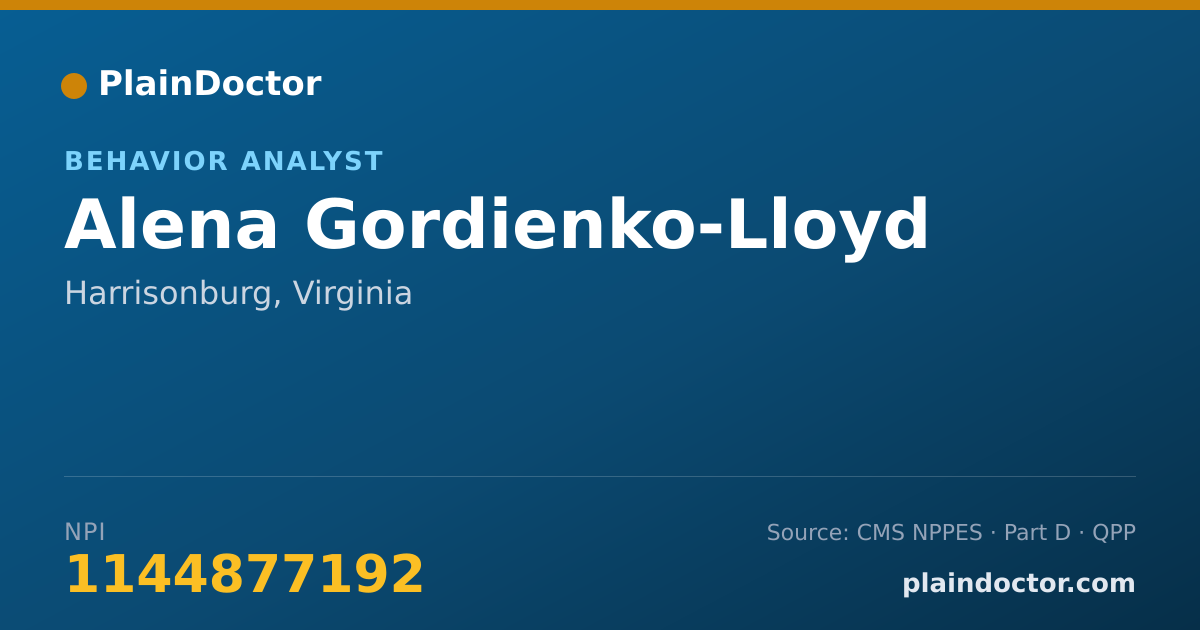 Shareable card for Alena Gordienko-Lloyd - Behavior Analyst, Harrisonburg, VA