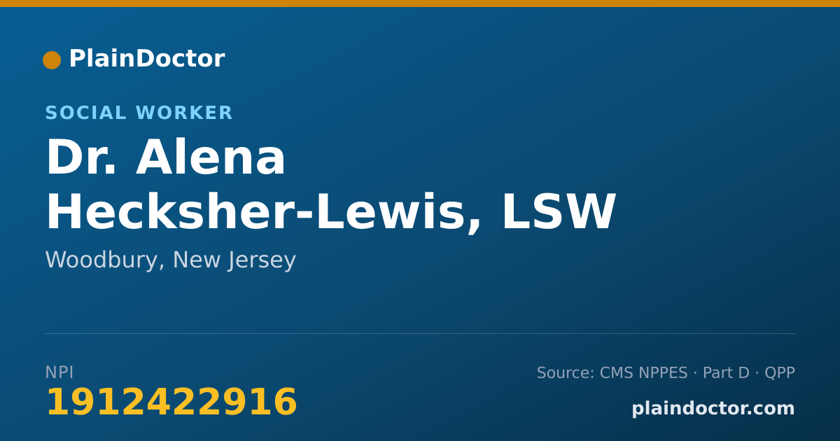 Shareable card for Alena Hecksher-Lewis, LSW - Social Worker, Woodbury, NJ
