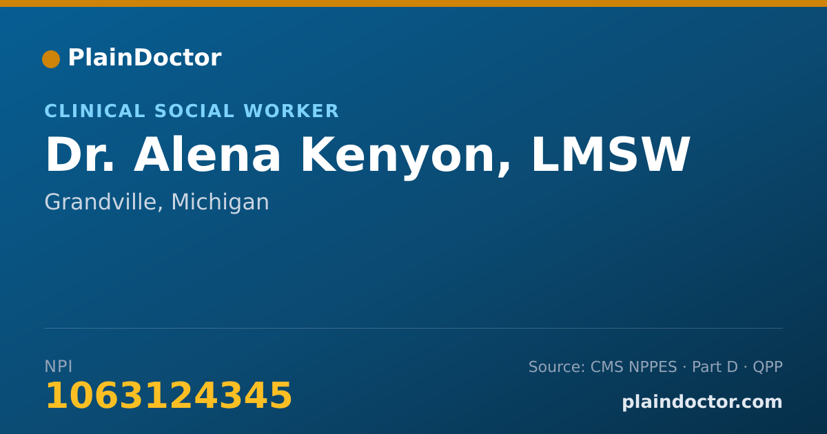 Shareable card for Alena Kenyon, LMSW - Clinical Social Worker, Grandville, MI