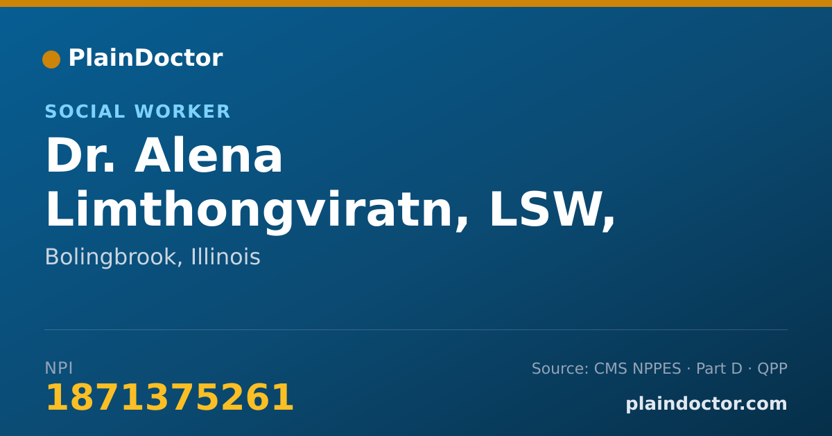 Shareable card for Alena Limthongviratn, LSW, MSW - Social Worker, Bolingbrook, IL