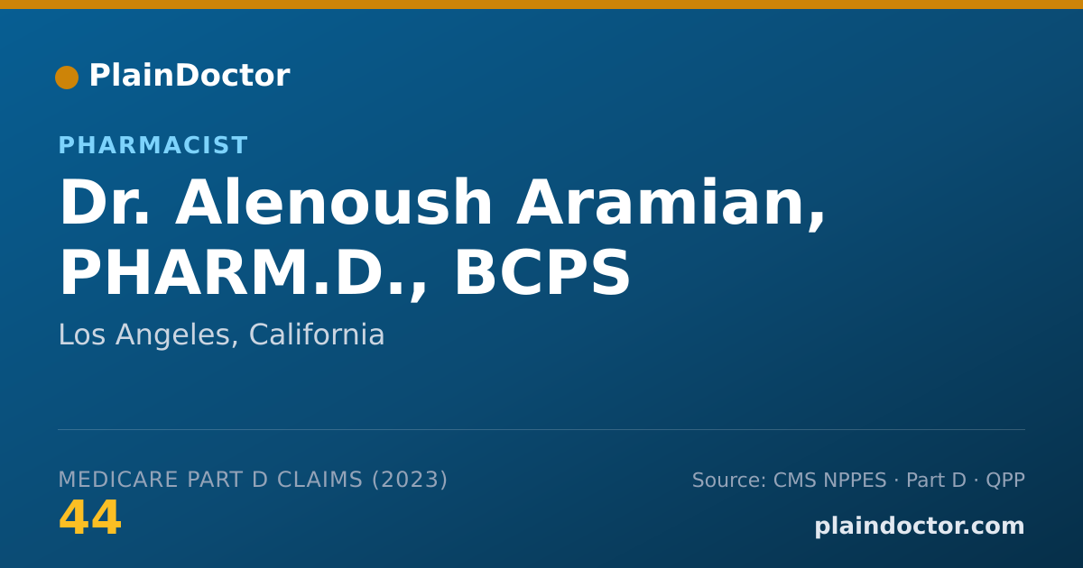 Shareable card for Alenoush Aramian, PHARM.D., BCPS - Pharmacist, Los Angeles, CA