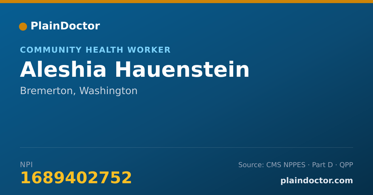 Shareable card for Aleshia Hauenstein - Community Health Worker, Bremerton, WA