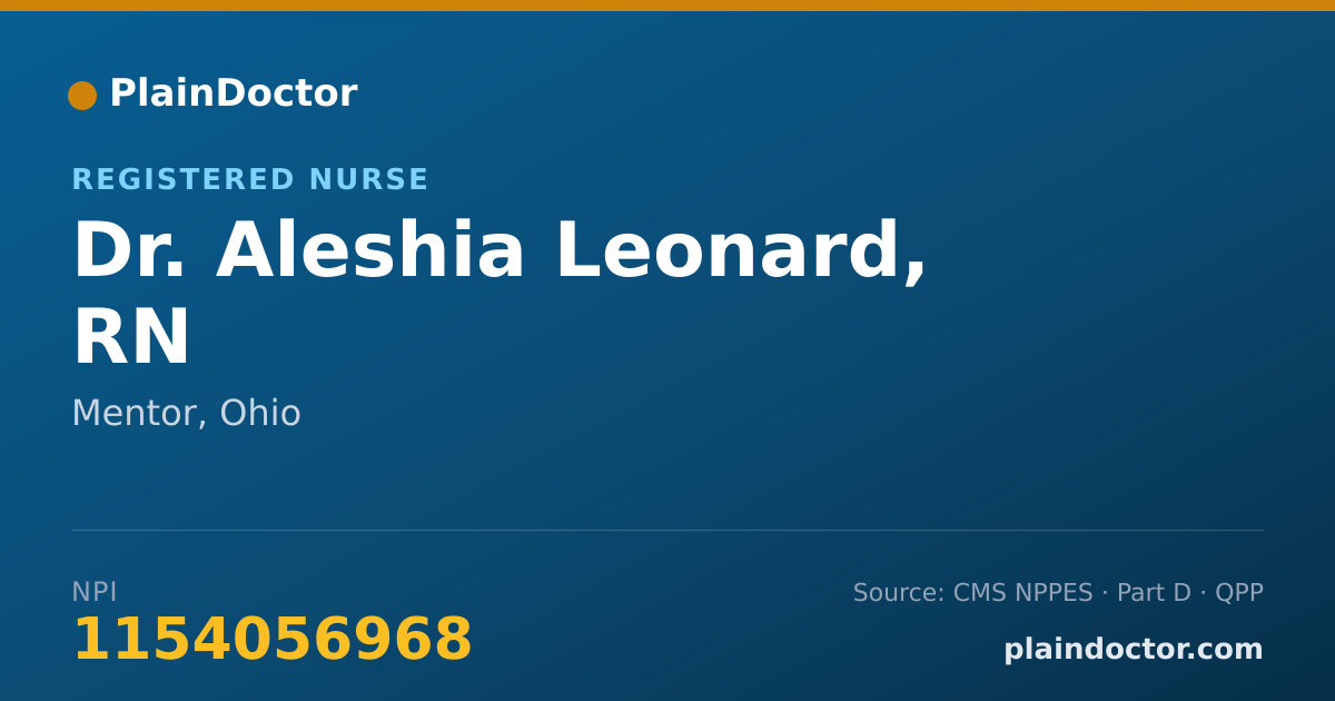 Shareable card for Aleshia Leonard, RN - Registered Nurse, Mentor, OH