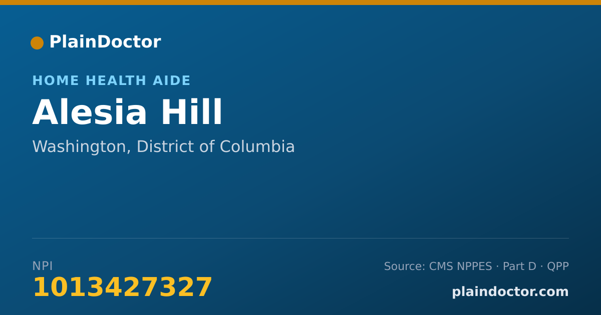 Shareable card for Alesia Hill - Home Health Aide, Washington, DC