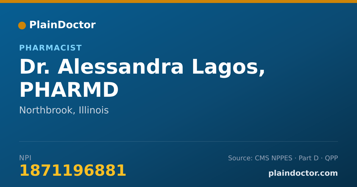 Shareable card for Alessandra Lagos, PHARMD - Pharmacist, Northbrook, IL