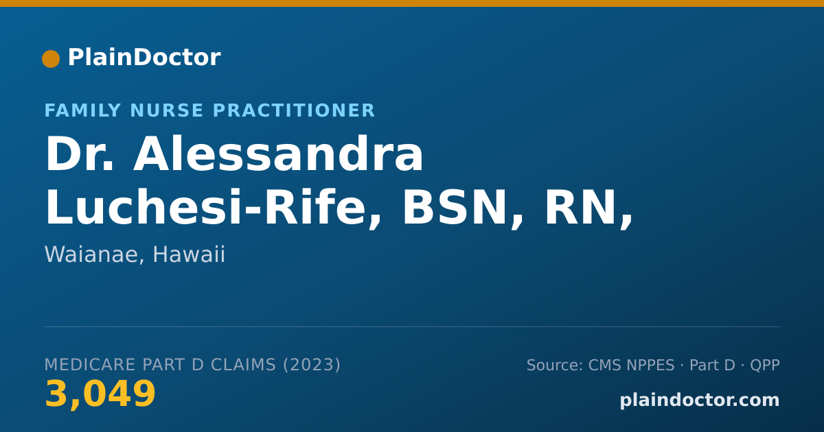 Shareable card for Alessandra Luchesi-Rife, BSN, RN, FNP - Family Nurse Practitioner, Waianae, HI