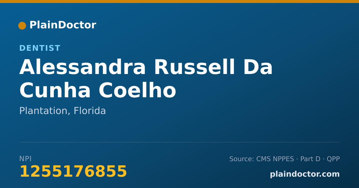 Shareable card for Alessandra Russell Da Cunha Coelho - Dentist, Plantation, FL