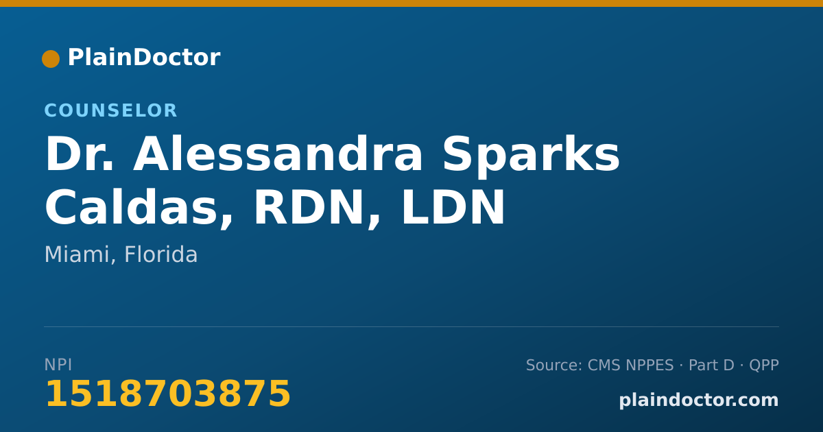 Shareable card for Alessandra Sparks Caldas, RDN, LDN - Counselor, Miami, FL