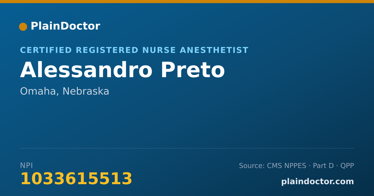 Shareable card for Alessandro Preto - Certified Registered Nurse Anesthetist, Omaha, NE
