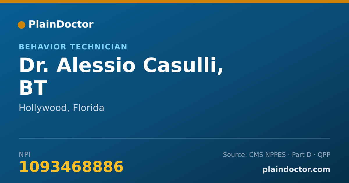 Shareable card for Alessio Casulli, BT - Behavior Technician, Hollywood, FL