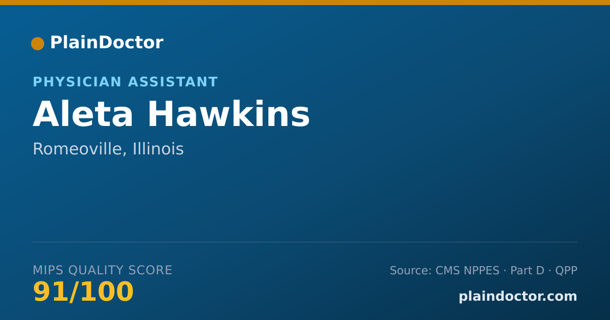 Shareable card for Aleta Hawkins - Physician Assistant, Romeoville, IL