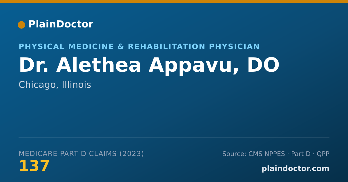 Shareable card for Alethea Appavu, DO - Physical Medicine & Rehabilitation Physician, Chicago, IL